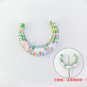 Horizontal blue and pink flower moon (1 piece)