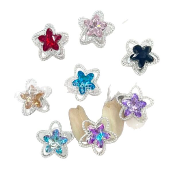 Wholesale Alloy double-sided hollowed-out crystal star beads/spacer 3D Crystal Beads