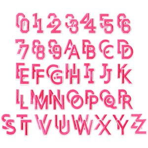 Rose red letters + numbers set of 72