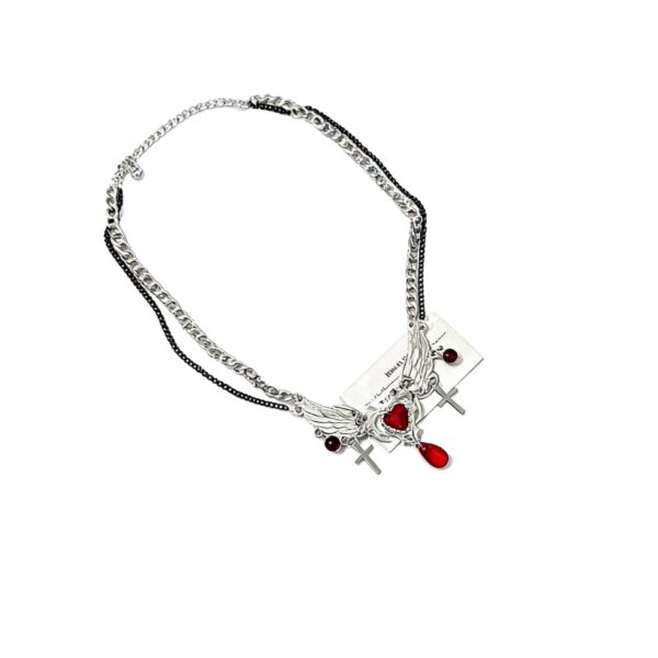 O1CN01ryVPeu29TCa2R8i8N_6000000008068-0-cib Wholesale Sweet Cool Red Angel Wings Gothic Cross Tassel Necklace