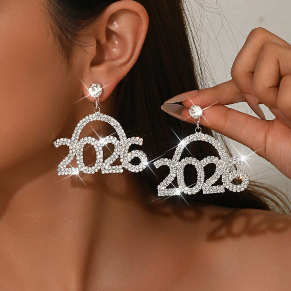 Wholesale 2026 Rhinestone Digital Earrings
