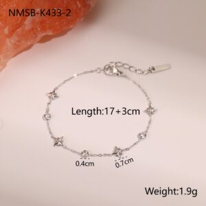 Nmsb-k433-2 steel color six-pointed star bracelet / 18K