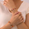 Wholesale Double layered crystal bracelet with colored diamonds