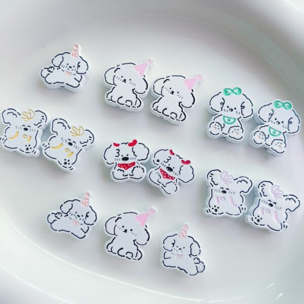 Wholesale Multicolor Cute Painted Alloy Line Puppy DIY Handmade Beaded Mobile Phone Chain Necklace Jewelry Accessories Material