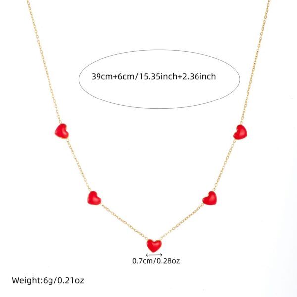 Wholesale Red Enamel Heart Pendant Necklace Earrings Gold-plated Jewelry Set