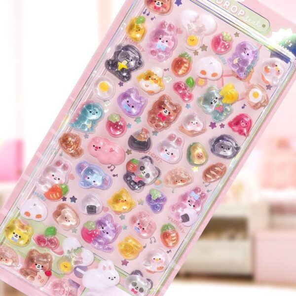 Wholesale Cartoon Stereo Floating Fun Stickers Crystal Diamond Kidsren's Decorative Stickers 3D Stickers Cute Embossed Stickers for Girls