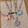Wholesale Colorful Beaded Butterfly Necklace Collar Chain