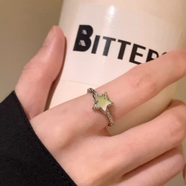 Wholesale Five pointed star studded diamond pleated open ring