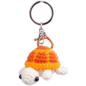Yellow turtle knitted keychain