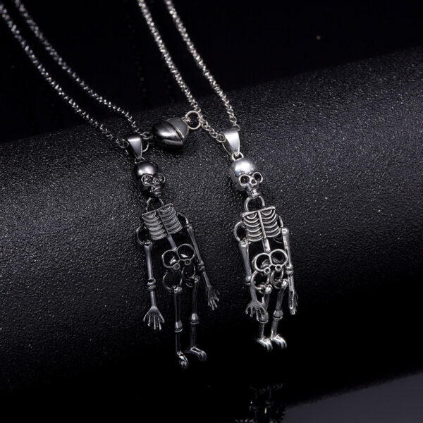 Wholesale Valentine's Day Love Skeleton Ghost Magnet Hand in Hand Necklace