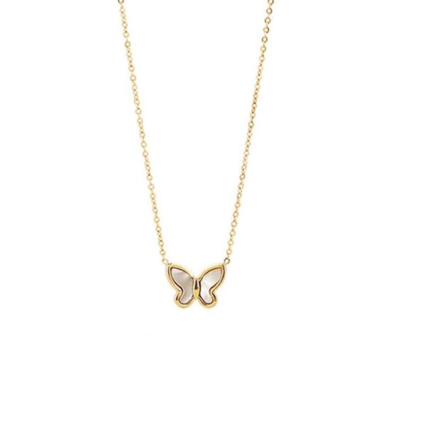 O1CN01s4U5Df258Lxt4m83x_2218546207481-0-cib Wholesale Titanium Steel White Shell Butterfly Necklace