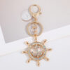 Wholesale Colored rudder, anchor, rhinestone, Metal Keychain