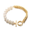 Wholesale personality stitching chain Pearl stainless steel bracelet