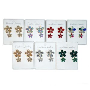 Wholesale Alloy Inlaid Zircon Flower Color Earrings