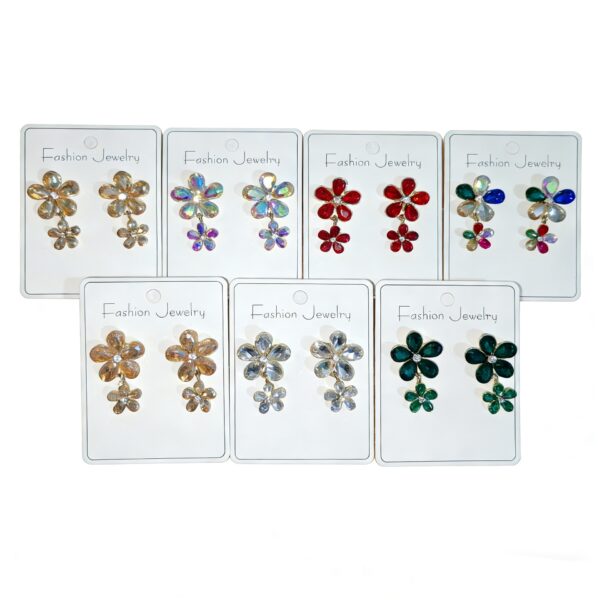 Wholesale Alloy Inlaid Zircon Flower Color Earrings