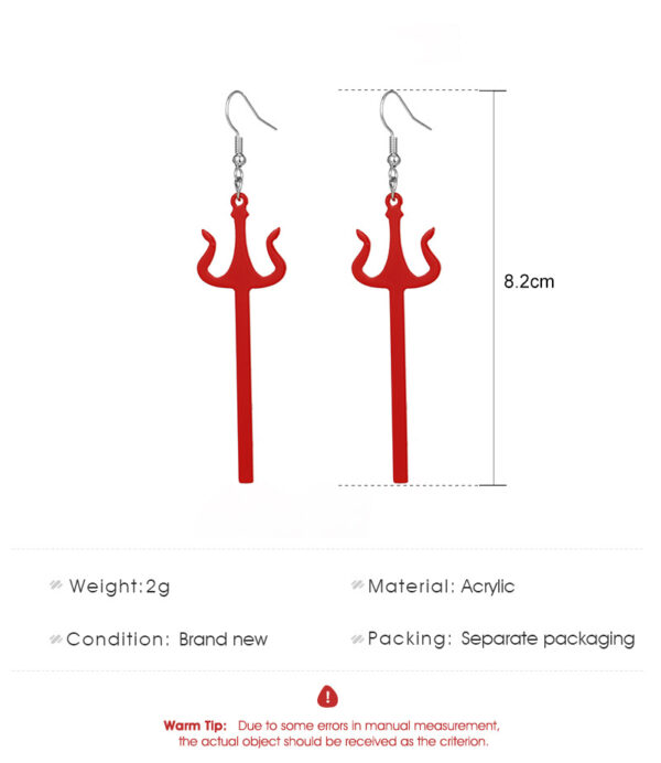 Wholesale Funny Exaggerated Acrylic Trident Earrings