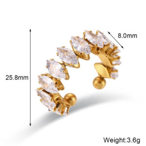 Adjustable Diamond Zircon Ring-Gold-White Diamond