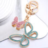 Wholesale Colorful diamond studded butterfly metal keychain