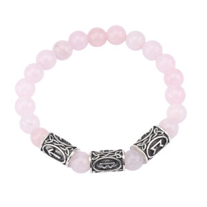 Pink beads + 3 ancient tin runes / Rune pattern random