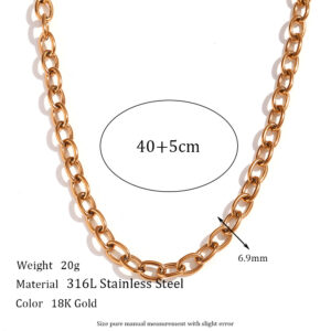 6.9mm cross chain-gold necklace -40cm +5cm