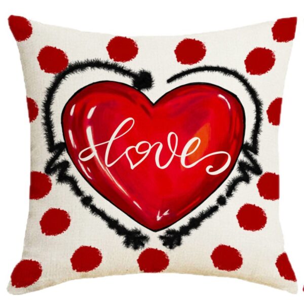Wholesale Heart-Shaped Printed Pillow Cover Valentine's Day Linen Printed Cover