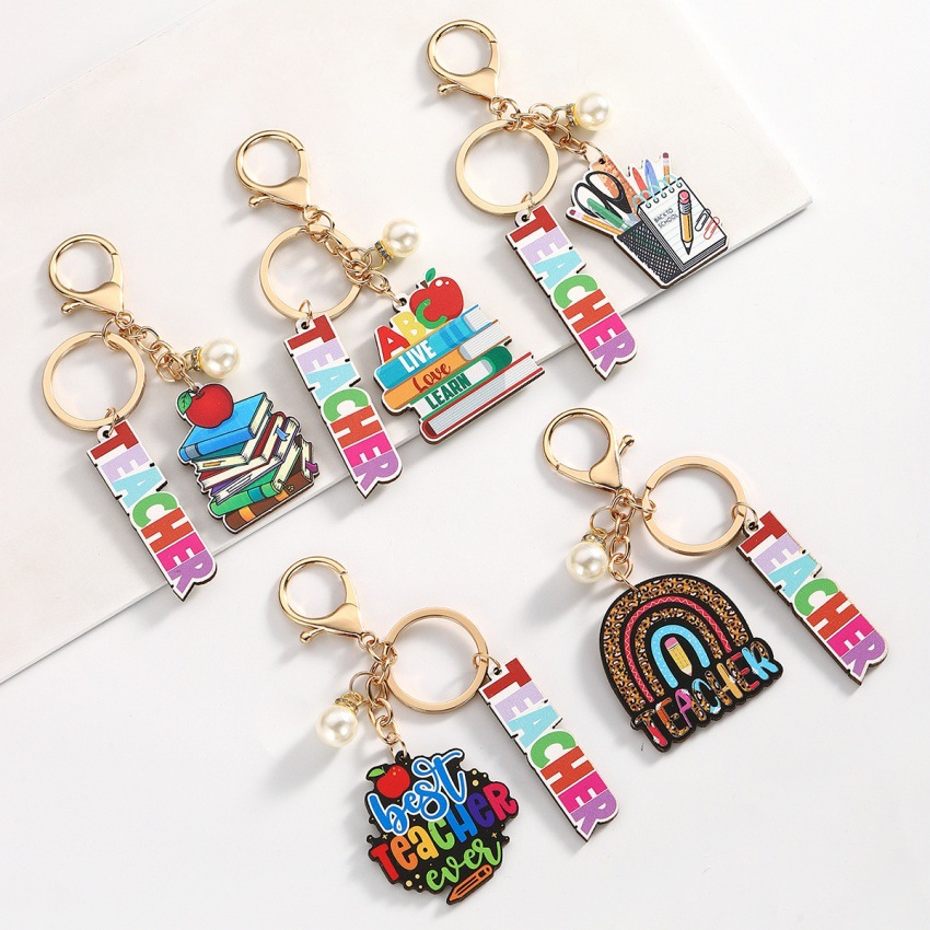 Wholesale Campus style graduation season wooden book keychain