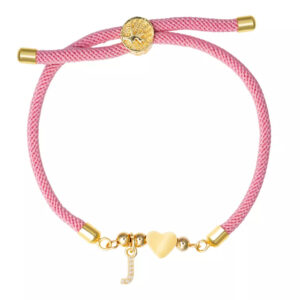 Pink rope zircon letter bracelet—j