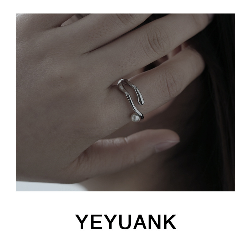 Wholesale Water Ripple Highlight Pearl Open Ring