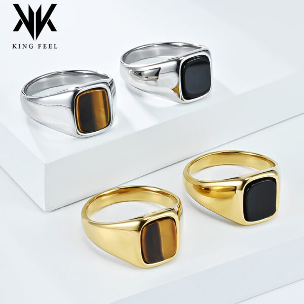 O1CN01sFQxcV2860qxz7y3R_2816597882-0-cib Wholesale Smooth black stone tiger eye gemstone titanium steel ring