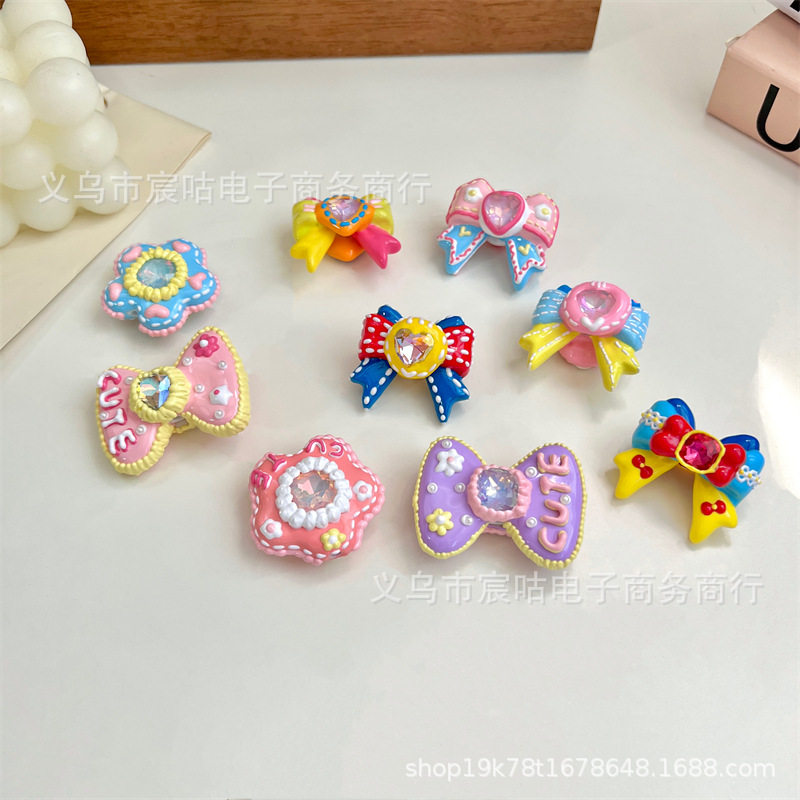 Wholesale Heavy Industry Pinch Bow Flower Zirconium Hand-painted Beads DIY Beaded Mobile Phone Chain Pendant Keychain Back Clip Aessories