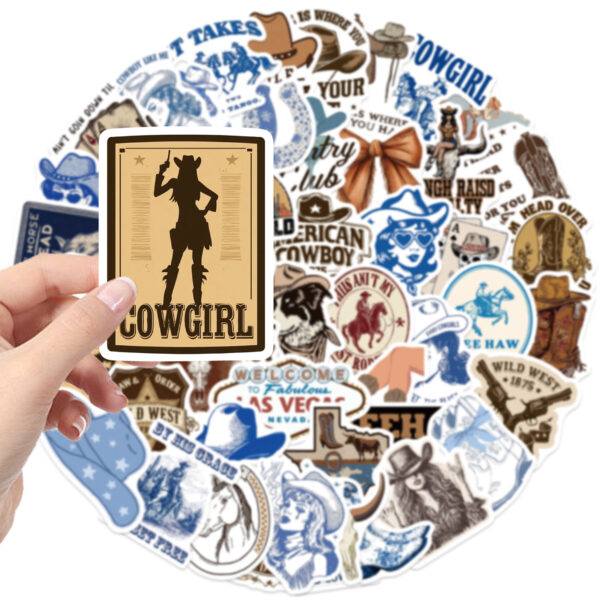 O1CN01sG8Yyh1jtbOAIHehL_2204108134606-0-cib Wholesale Cartoon Blue Brown Cowboy Graiti Waterproof Vinyl Stickers