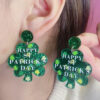 Wholesale St. Patrick's shamrock hat-shaped letter earrings