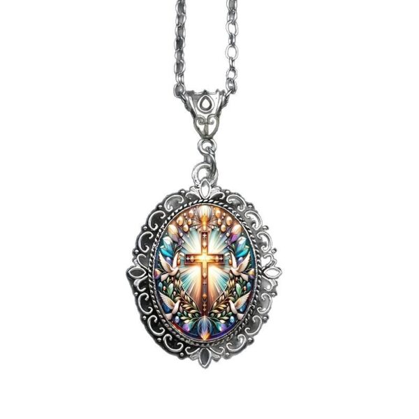 O1CN01sHJKha26FVopYzpoT_2216467957632-0-cib Wholesale Painted cross and dove necklace
