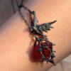 Wholesale Dark Crow Gemstone Prison Pendant Necklace