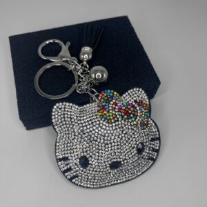 Color / Key chain + hot diamond cat + bead tassel