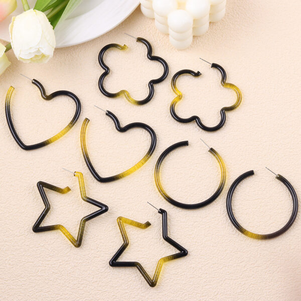 Wholesale Yellow black gradient geometric hollow earrings