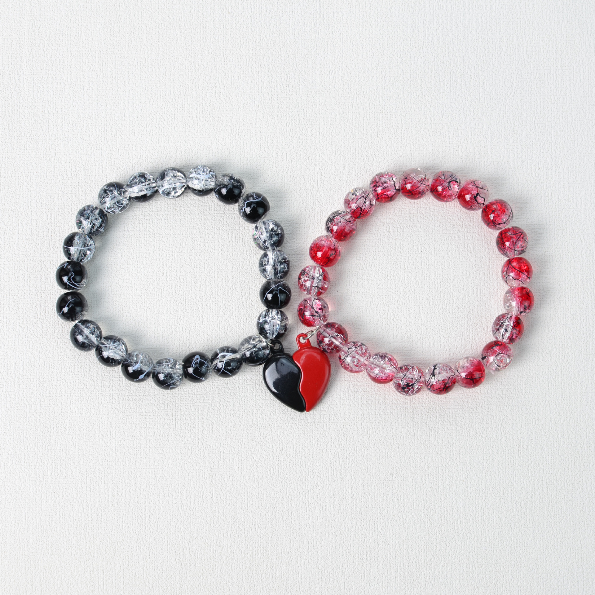 Wholesale 8mm Jade-Like Double-Layer Explosion Glass Straight Hole Round Bead DIY Bracelet