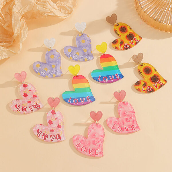 Wholesale LOVE Irregular Love Acrylic Earrings