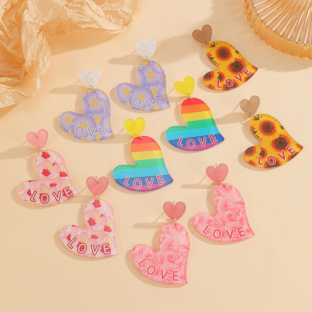 Wholesale LOVE Irregular Love Acrylic Earrings