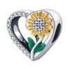 Wholesale Chrysanthemum Sunflower Beads Silver Plated Charms
