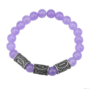 Purple transparent beads + 3 ancient tin runes / Rune pattern random