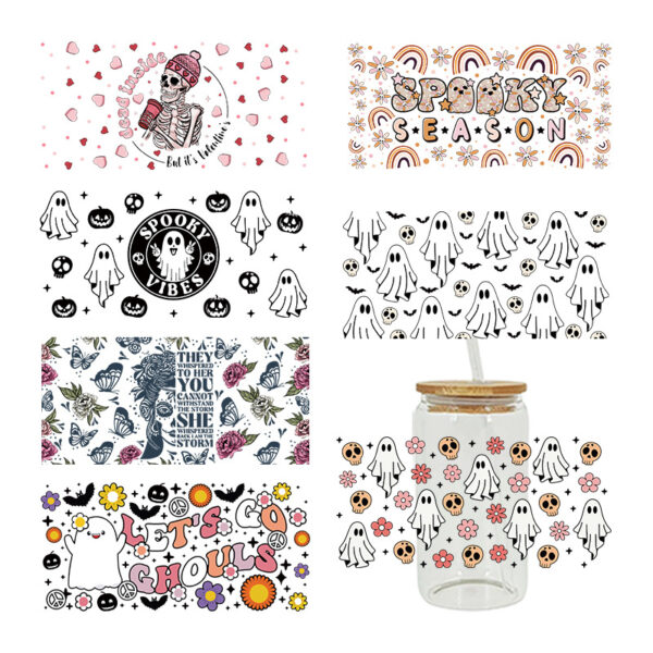 Wholesale Halloween 16oz Cup UV DTF Wraps