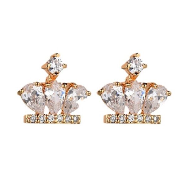 Wholesale Zircon Copper Pure Silver Red Corundum Inlaid Earrings S925 Pure Silver Post Crown Stud Black Ear Clips