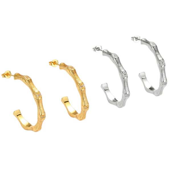 O1CN01sSvb8b2CgQrRE4LjF_2220186478503-0-cib Wholesale Zirconia-set brushed bamboo-shaped earrings for women