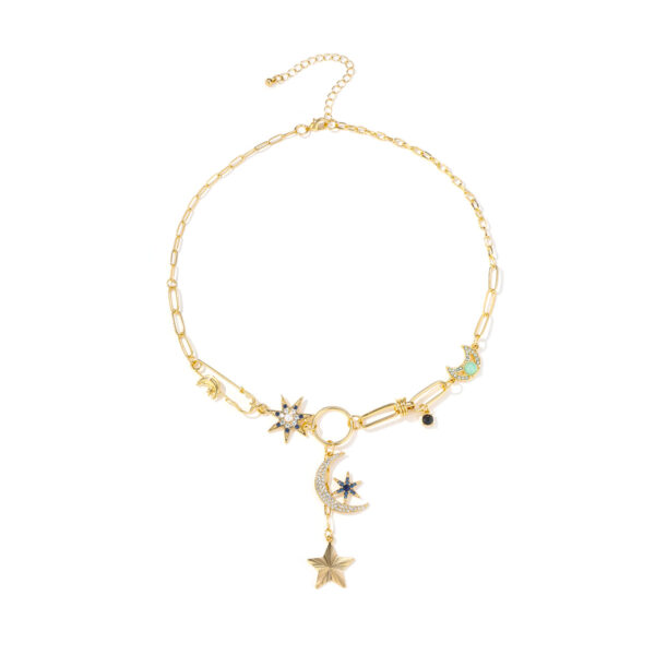 Wholesale Mysterious Coin Diamond Relief Small Pendant Bib Necklace