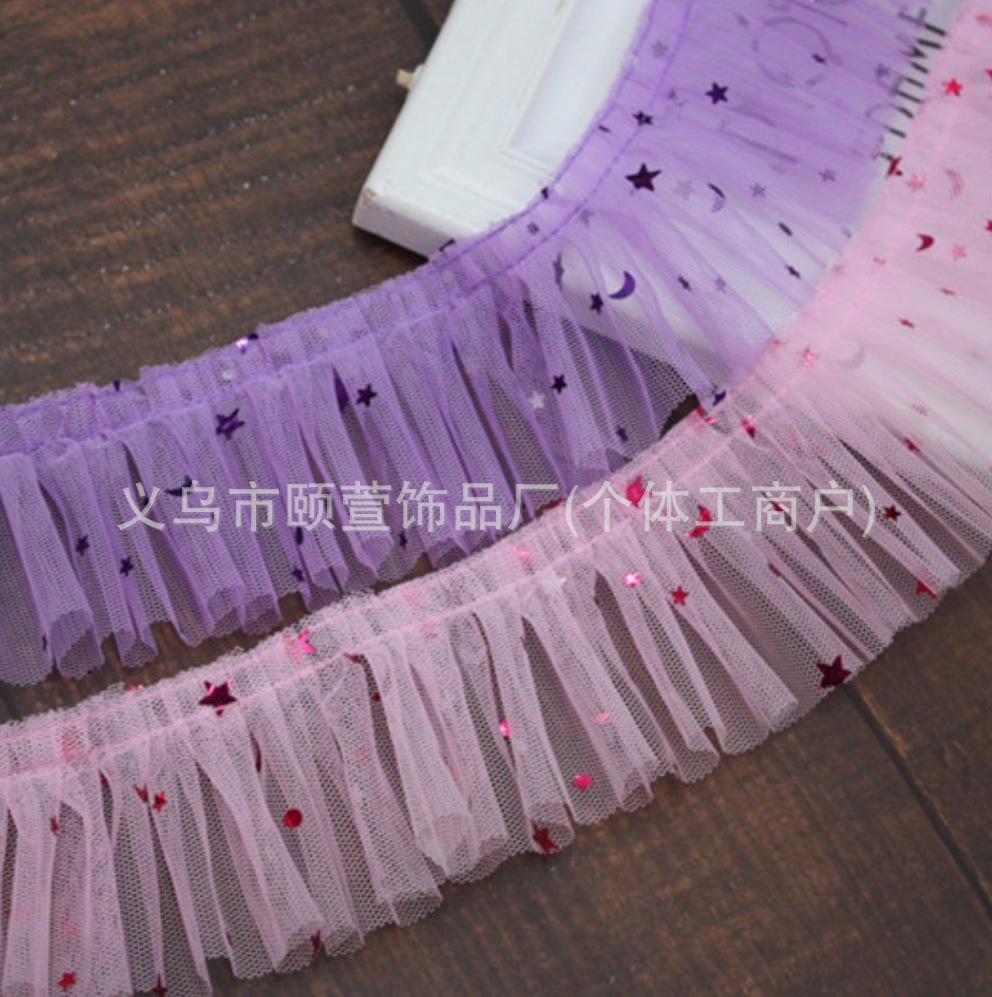 Wholesale 5cm colored mesh sequin lace Doll Aessories