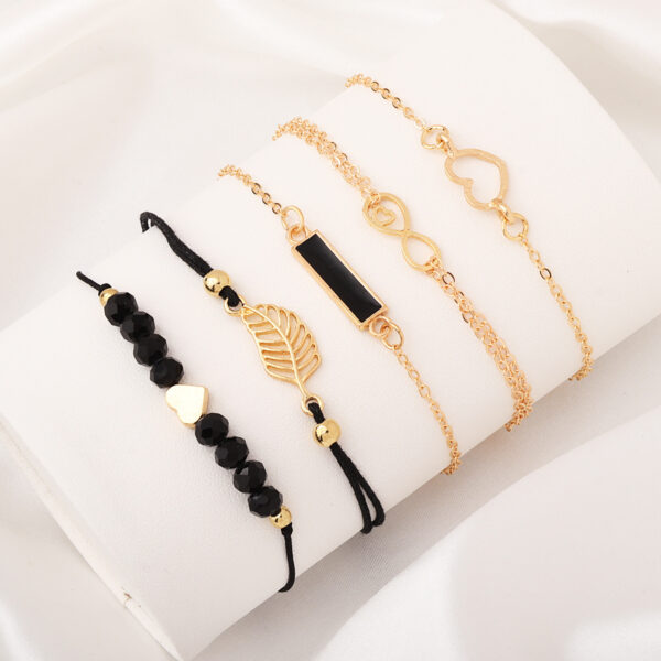 Wholesale 8-character element black geometric square leaf bracelet