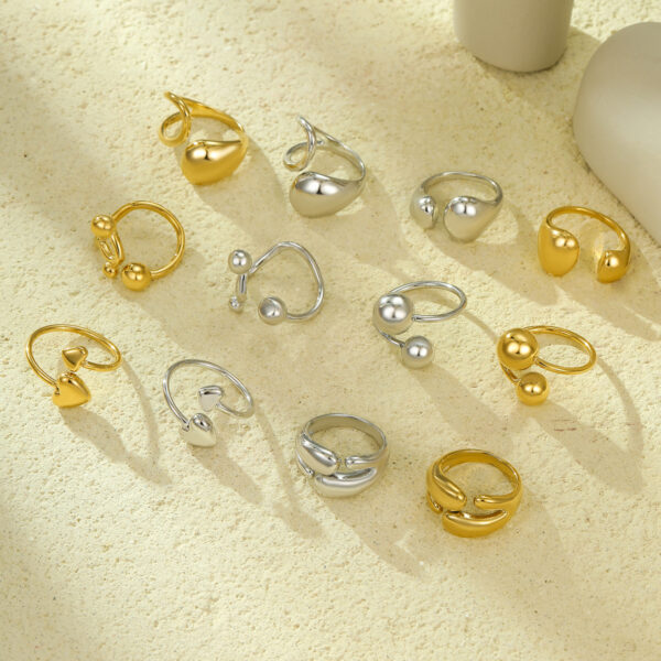 Wholesale Stainless Steel Rings with Geometric Opening Irregular Non-Fading Ring Jewelry