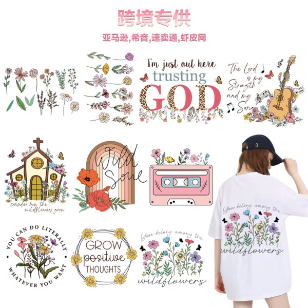 Wholesale Hot stamping factory cross-border special for flowers and plants heat transfer printing hot stamping stickers printing clothing hot stamping in stock