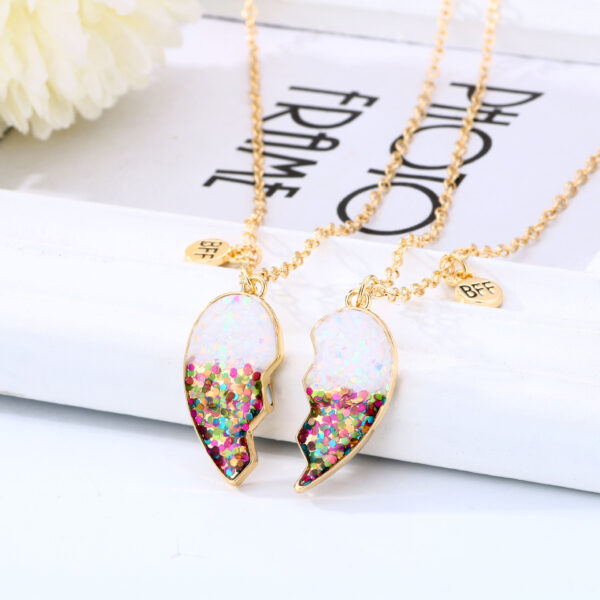 Wholesale Kidsren's Powder Dripping Oil Necklace Heart Necklace Pair